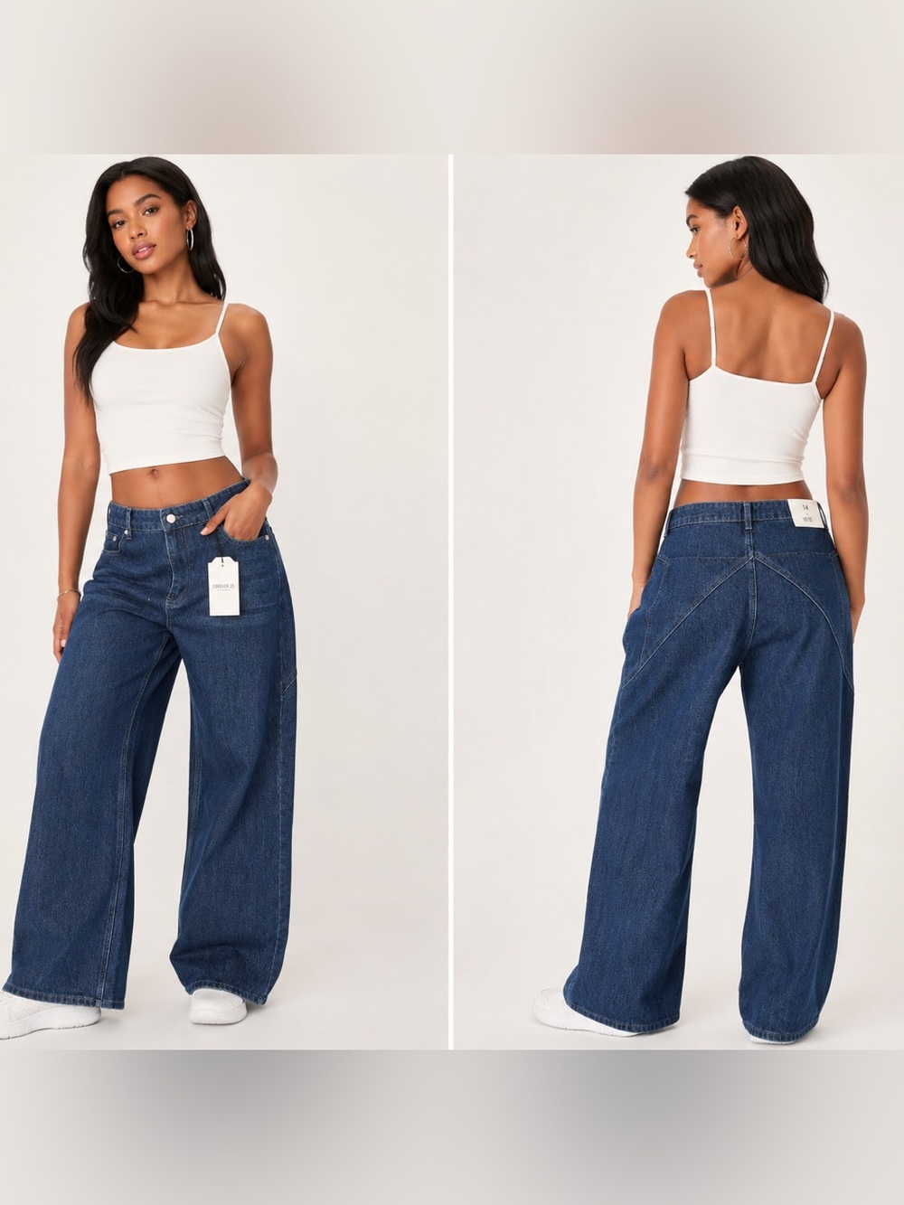 Forever 21 Women’s 14 Low Rise Wide Leg Jeans Medium Wash 100% Cotton NWT